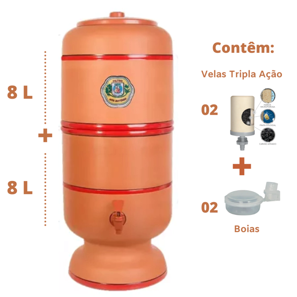 Filtro 8 litros - Marca Santo Antônio + Velas Tripla Ação