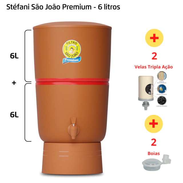 Filtro 6 litros - Marca Premium + Velas Tripla Ação