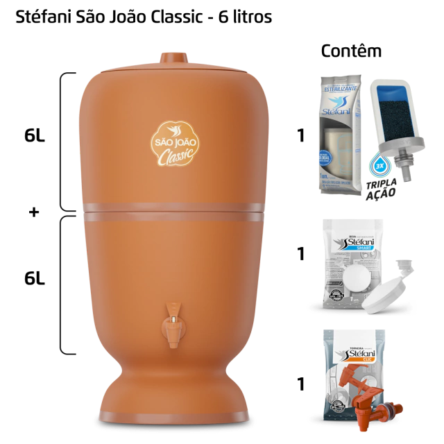Filtro 6 litros - Marca São João Classic - 1 vela - 1 boia